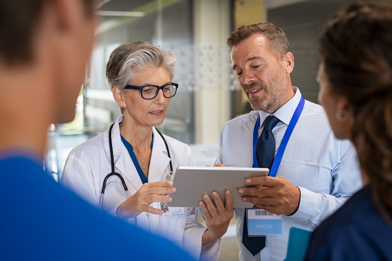 Medical sales professional in a clinical environment